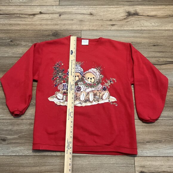 Maze Christmas Bear Sweatshirt SZ Medium Red Holiday Sweater Vintage - Picture 4 of 10